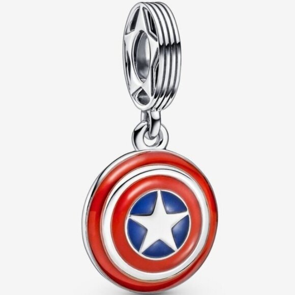Authentic Pandora Marvel The Avengers Captain America Shield Dangle Charm